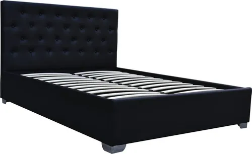 Doppelbett mit Bettkasten "Tino" - 160 x 200 cm - Schwarz - Modernes Doppelbett mit praktischem Bettkasten für zusätzlichen Stauraum. Ideal für ein puristisches Schlafzimmer. Inklusive gestepptem Kopfteil für mehr Komfort.