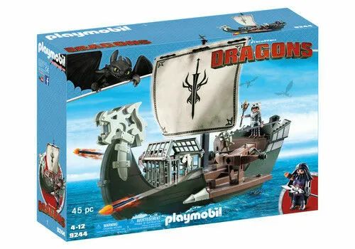 PLAYMOBIL 9244 Dragos Schiff - Schwimmfähiges Spielfahrzeug mit Drago Blutfaust und Gehilfen, robust und kinderfreundlich, ideal für stundenlangen Spielspaß