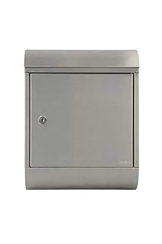 MEFA Briefkasten Topaz 844 mit Zeitungsrolle (Farbe Edelstahl, mit Sicherheitsschloss, Größe 430x340x150 mm) 844020M