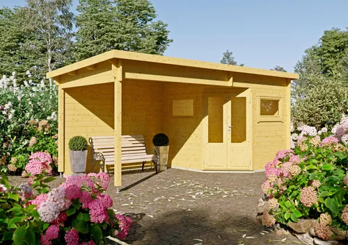 Fjordholz 5-Eck Gartenhaus Leva 2C – Stabil & Vielseitig - Massives 5-Eck Gartenhaus aus nordischer Fichte, ideal für Gartenliebhaber. Mit robustem Dach und hochwertigen Fenstern bietet es optimale Nutzungsmöglichkeiten. Individuelle Anpassungen sind auf Anfrage möglich.