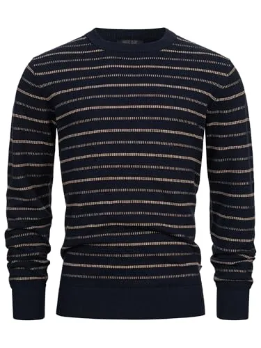 Indicode Herren INMoltilion Strickpullover aus 100% Baumwolle – Navy, XL - Weicher und atmungsaktiver Strickpullover aus 100% Baumwolle für hohen Tragekomfort. Modernes Design und leichte Pflege machen ihn zum idealen Begleiter für jeden Anlass.