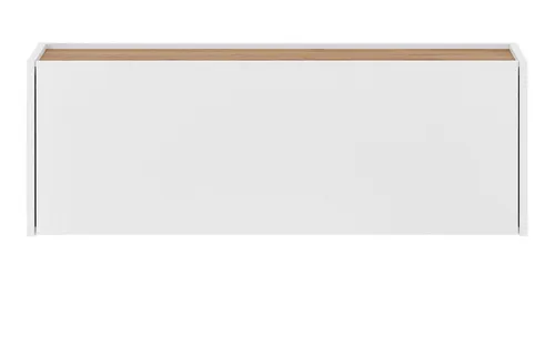 Hängeschrank Center in Weiß und Eiche Wotan - Kleiderschrank im modernen Design, platzsparend mit 100 cm Breite, ideal für kleine Flure. Hergestellt aus FSC-zertifiziertem Holz, pflegeleicht und mit griffloser Öffnung.