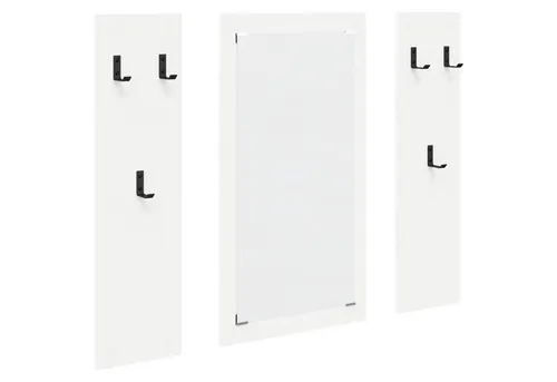 vidaXL Wandmontierter Kleiderständer mit Spiegel Weiß 96 x 1.5 x 90 cm - Garderobenständer mit Spiegel, platzsparendes Design und zusätzlichem Regal für Mäntel und Taschen – ideal für einen stilvollen Eingangsbereich.