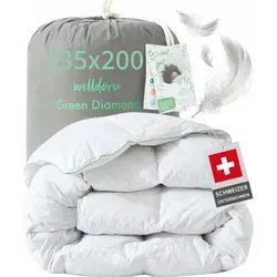 Welldora Komfort Bettdecke 135x200 | Extraweiche Federn & Daunen - Bettdecken für ganzjähriges Wohlfühlen, fachärztlich geprüft und allergikerfreundlich. Genießen Sie luxuriösen Schlaf mit optimalem Klimaausgleich und gleichmäßiger Wärmeverteilung.