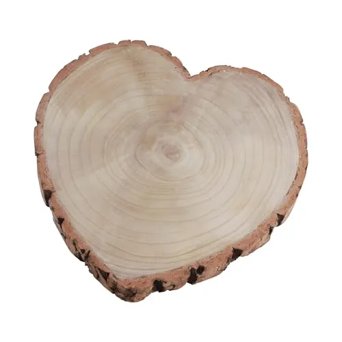 Chaks - Holz Herz Tischdeko mit Rinde, 30x30x3cm, natürliche Dekoration für Hochzeit, Valentinstag und DIY Projekte, Natur Braun