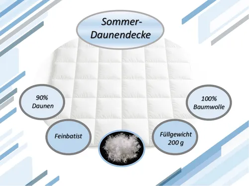 Betten Hofmann Sommer Daunendecke 135x200 cm - Bettdecken aus 100% Daunen, superleicht und waschbar bis 60°, ideal für einen erholsamen Schlaf im Sommer.