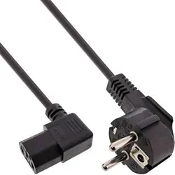 InLine® Netzkabel, Schutzkontakt gew. auf Kaltgerätest. C13 rechts abgew., 5m Kabel Stromkabel