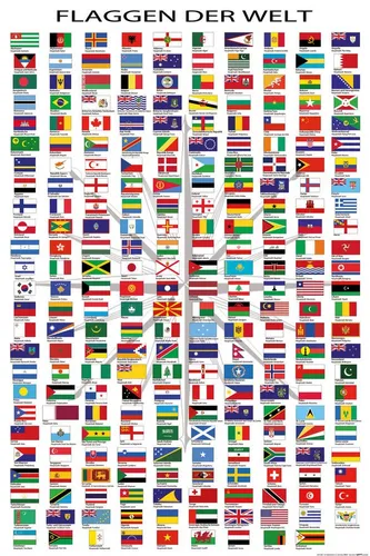 Poster Flaggen der Welt - Poster - mit Hauptstädten