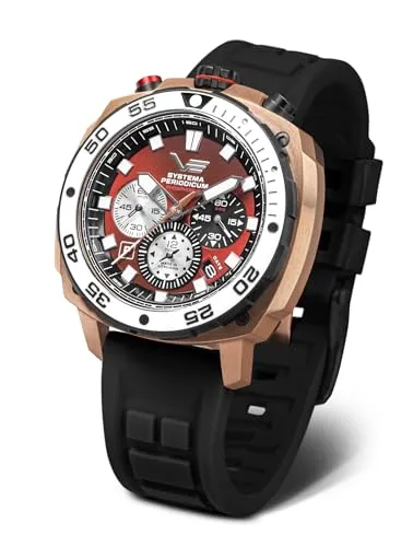 Vostok Europe Herrenuhr Systema Periodicum Chronograph VK67-650E724 - Armbanduhren für Herren, limitierte Auflage von nur 3000 Stück mit hochwertigem Roségold-Edelstahlgehäuse und 20 ATM Wasserdichtigkeit – ideal für stilbewusste Männer.