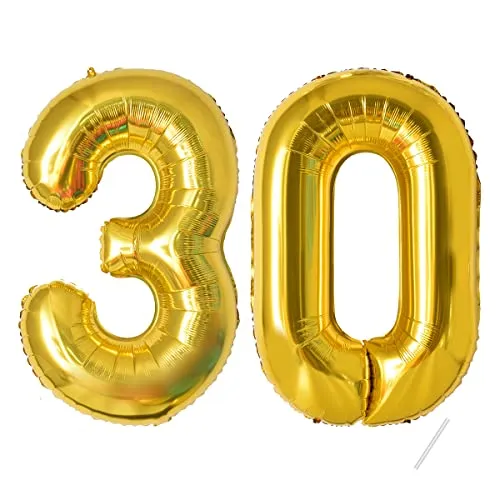 Geburtstag zahlen luftballon 30 jahre | Folienballon Gold- Folienballon in 40"-101cm Geburtstagsdeko - Ballon Zahl Deko zum Geburtstag fliegt mit Helium für Männer Frauen 30.Geburtstagsparty Jubiläum