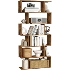 Vasagle Bücherregal LBC61BX - Vintage Holzregal mit 6 Fächern - Stilvolles Büroregal in rustikalem vintage-braun, bietet 6 geräumige Fächer für Bücher und Dekorationen. Perfekt für ein elegantes Home Office oder Arbeitszimmer.