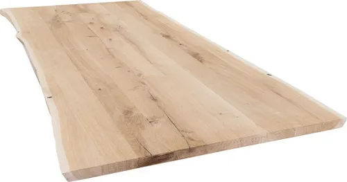 Tischplatte Eiche massiv mit natürlicher Kante 145 x 70 x 2,6 cm  Möbelbauholz
