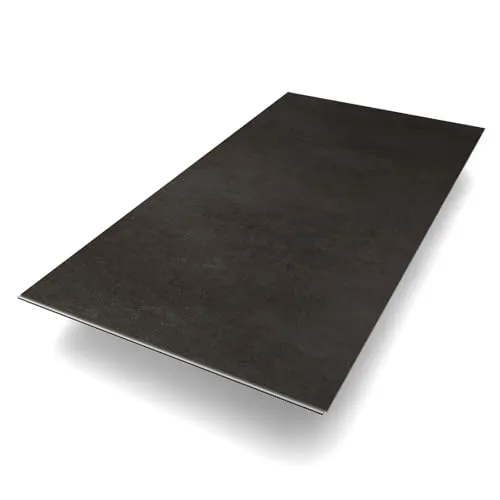 Vinylboden Klick Vinyl Premium "Stein Meppen" | Schwarz Fliesenoptik | integrierte Trittschalldämmung | 907 x 450 x 5,5 mm | Paket mit 2,5 m² | Fußbodenheizung geeignet | 100% wasserfest | Bodenglück