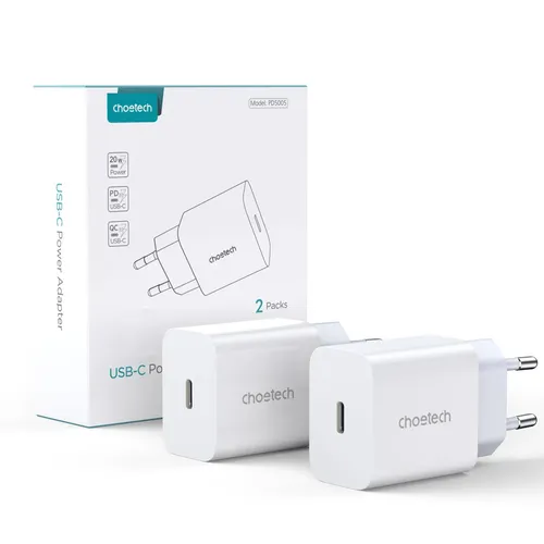 Choetech Wandladegerät PD5005 - 20W Schnellladegerät USB Typ C - Handy-Ladegerät mit 20W Power Delivery für ultraschnelles Laden. Kompakt und ideal für Reisen, kompatibel mit Smartphones und Tablets. Sicherheitsfunktionen schützen Ihre Geräte.