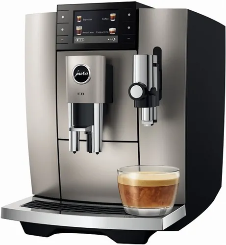 JURA E8 (ED) Kaffeevollautomat Midnight Silver - Kaffeevollautomat mit Milchaufschäumer, perfekt für cremigen Kaffee und Espresso, elegantes Design in Midnight Silver für jede Küche.