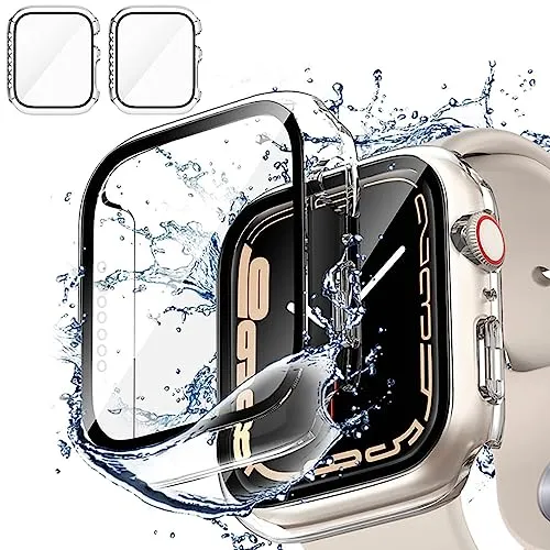 Pièces Transparent PC Coque Compatible Avec Apple Watch Serie Watch 40mm Series 6 5 4 Se Avec Protection ecran en Verre Trempé,HD Clair Ultra Mince Anti-Choc Protection iWatch (40mm) 2