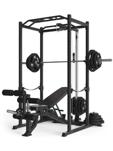 Atletica R5-Vega Power Rack | Hochwertiges Power Cage mit Latzug - Power Cages für Krafttraining: Robuste Konstruktion für Powerlifting, in zwei Höhen erhältlich (195 cm & 213 cm) und getestet bis 700 kg für maximale Stabilität.