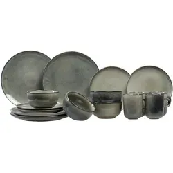 Salt and Pepper Kombiservice "Meridian" 16tlg. in Beige - Elegantes Geschirrset aus Steingut, bestehend aus 4 Speisetellern, 4 Desserttellern, 4 Schalen und 4 Jumbotassen. Mikrowellen- und spülmaschinenfest für praktischen Einsatz im Alltag.