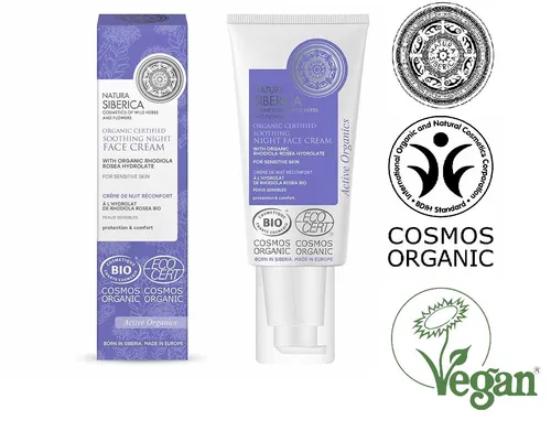 Natura Siberica Bio Vegan beruhigende Nachtcreme für empfindliche Haut 50 ml