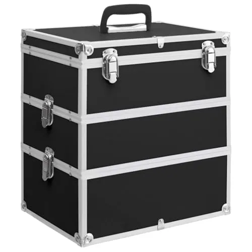 vidaXL Kosmetikkoffer 91840, klein, Hartschale, schwarz - Reisetasche mit drei abnehmbaren Ebenen, ideal als Handgepäck für Flugreisen. Der robuste Hartschalen-Koffer ist leicht zu reinigen und bietet viel Platz für Ihre Kosmetik.