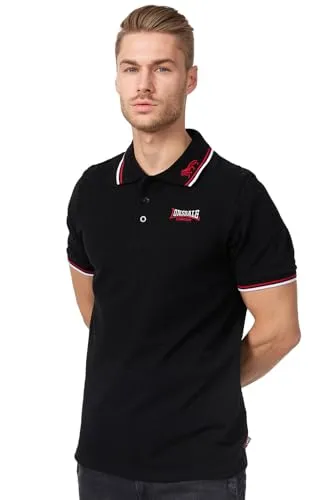 Lonsdale Herren Lion T-Shirt - Stilvolles Design in Schwarz, Dunkelrot und Weiß - Poloshirt für Herren mit hochwertiger Logo-Stickerei und 100% Baumwolle, ideal für einen sportlichen Look und maximalen Tragekomfort.