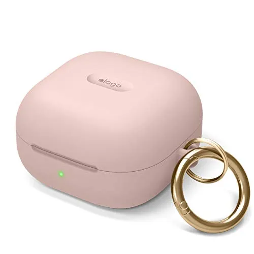 elago Silikon Case mit Karabiner Kompatibel mit Samsung Galaxy Buds FE (2023), Galaxy Buds2 Pro Hülle, Kompatibel mit Galaxy Buds2, Buds Pro, Kompatibel mit Galaxy Buds Live (Sandrosa)