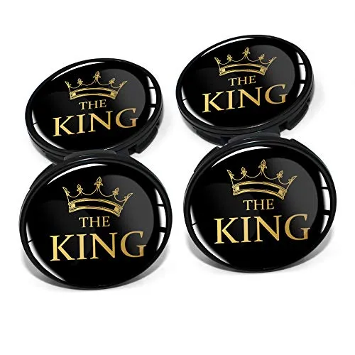 Nabendeckel 60mm Durchmesser Nabenkappen Felgendeckel Felgenaufkleber Gel Emblem Doming für Auto Felgen Kfz Tuning Zubehör Radnabenkappen DM006 (Nr. 10 The King, Nabendeckel Set) 4 x