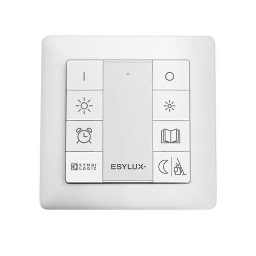 ESYLUX EC10431241 Tasterschnittstelle - KNX DALI 8-fach Taster zur Steuerung von Lichtszenen in Klassenzimmern, ermöglicht manuelle Übersteuerung und dimmen für flexible Beleuchtung.
