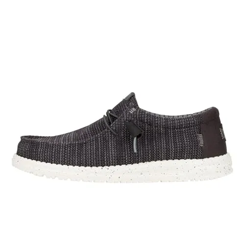 HEYDUDE Wally Stretch Sox Herren - Mokassin-Stil Slip-on Schuhe, Schwarz/Weiß, Größe 46 - Bequeme Slip-on Schuhe mit atmungsaktivem Stretch-Mesh-Obermaterial für optimale Anpassung und Flexibilität. Ideal für den Alltag, mit elastischen Schnürsenkeln und leichter, flexibler Sohle für maximale Bewegungsfreiheit.