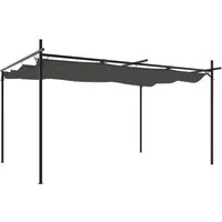 DELUKE Pergola mit Schiebedach OLIMP Anthrazit 395x292cm - Vielseitige Pergola mit intelligentem Schiebedach für optimalen Sonnenschutz. Robuste Konstruktion aus pulverbeschichtetem Stahl und Aluminium, ideal für Gartenpartys und Entspannung im Freien.