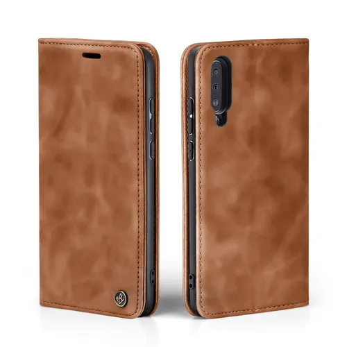 Handy Hülle für Samsung Galaxy A50 Handyhülle Klapp Magnet Case Hellbraun