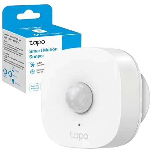 TP-Link Tapo Smart Bewegungsmelder, flexible Empfindlichkeitssteuerung, magnetische Befestigung, Batterie im Lieferumfang enthalten, einfache Installation, funktioniert mit Alexa und Google Home, Tapo Hub erforderlich separat erhältlich (Tapo T100)