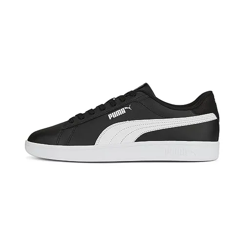 Puma Smash 3.0 L Unisex Sneaker - Puma Black/Puma White, 45 EU - Herren-Sneaker mit Schnürung für optimale Passform und voll gepolstertem Schuhkragen für höchsten Tragekomfort.