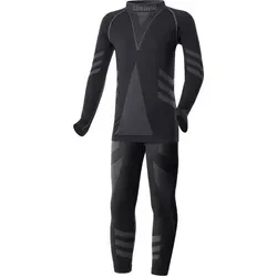 Ladeheid Skiunterwäsche Kinder Funktionsunterwäsche Set Langarm Shirt Lange Unterhose Thermoaktiv LAGI009 (Schwarz/Graphite, 122-128) - Hochwertige thermoaktive Kinderunterwäsche, ideal für sportliche Aktivitäten. Mit Flatlock-Nähten und atmungsaktivem Material sorgt sie für optimalen Tragekomfort und Bewegungsfreiheit. Zertifiziert nach OEKO-TEX Standard 101.