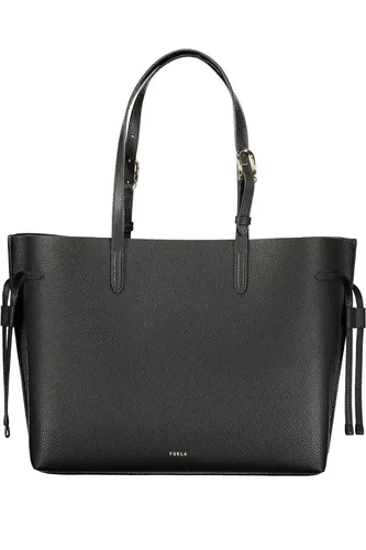 Furla Ava Elegante Damenhandtasche Schwarz mit Verstellbaren Schultergriffen - Stilvolle schwarze Damenhandtasche aus 100% Leder mit zwei geräumigen Hauptfächern. Verstellbare Schultergriffe und seitliche Kordelzüge bieten Flexibilität und Komfort. Ideal für jeden Anlass!