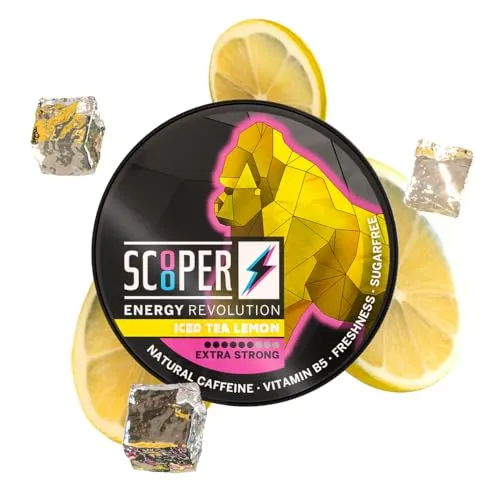 SCOOPER Energy 1x Iced Tea Lemon Xtra Strong | 80 MG Koffein pro Pouch | 12 Pouches pro Dose | Zuckerfrei & Vegan | Energy Drink Alternative
