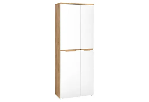 Vito Aktenschrank CLYDE, Mauvella Eiche Dekor, Weiß supermatt - Büroschrank mit 4 Türen und Soft-Close-Funktion, ideal für einen eleganten und funktionalen Arbeitsplatz.