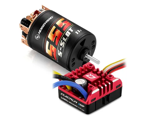 Hobbywing WP-1080 Brushed Fahrregler & 555 Motor 11T Combo für Crawler - Elektromotoren für 1:10 RC-Crawler, bietet präzise Steuerung und hohe Zuverlässigkeit für ein optimales Fahrerlebnis.
