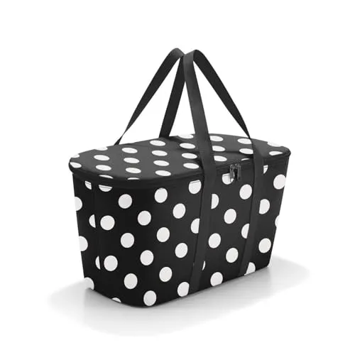 Reisenthel Coolerbag Dots White – Faltbare Kühltasche mit 20L - Kühlboxen & Kühltaschen – Stylische Kühltasche mit 20L Fassungsvermögen, dicker Isolierung und wasserabweisendem Material für stundenlange Kühlung.