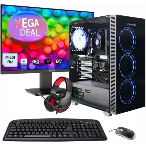 Hyrican MegaDeal Gaming-PC Draco XD SET2478 - PC-Systeme mit AMD Ryzen 5500 Prozessor, 32 GB RAM und NVIDIA GeForce RTX 4060 für beeindruckende Gaming-Leistung und schnelle Ladezeiten.