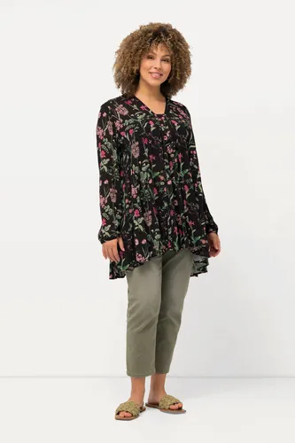 Ulla Popken Longbluse A-Linie mit Carree-Ausschnitt - Modische Bluse in A-Linie, bedruckt und aus 100% Viskose, ideal für lässige Outfits. Perfekt in Größe 46/48 und pflegeleicht bei Maschinenwäsche.