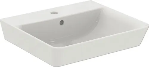 Ideal Standard Handwaschbecken Connect Air 50 x 45 cm - Waschbecken mit eleganter, rechteckiger Form und glänzender Oberfläche, ideal für kleine Bäder und langlebig durch hochwertigen Feinfeuerton.