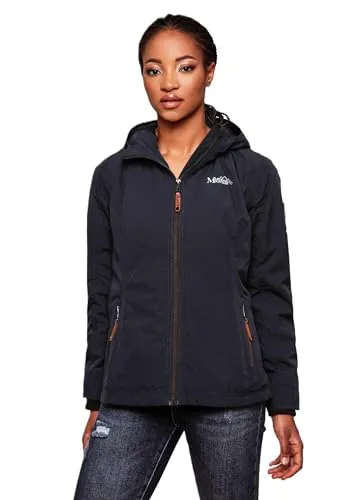 MARIKOO Damen Übergangsjacke B862 - leicht gefüttert mit Kapuze - Funktionsjacken für den Herbst, hochstehender Kragen und praktische Reißverschlusstaschen bieten optimalen Komfort und Style.
