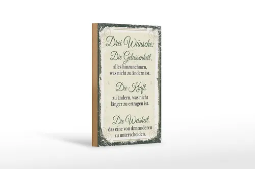 Holzschild Spruch 3 Wünsche Gelassenheit Kraft 12x18 cm Schild