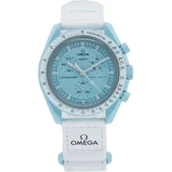 Swatch x Omega Bioceramic Moonswatch Mission to Uranus - Chronograph mit einzigartiger Bioceramic-Optik, leuchtenden Zeigern und einem eleganten VELCRO©-Armband, perfekt für stilbewusste Uhrenliebhaber.