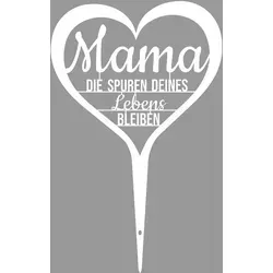 Illumino Grabschmuck Grabstecker Wetterfeste Grabdekoration aus Stahl mit Trauerspruch I Mama die Spuren deines Lebens bleiben I Eine liebevolle Erinnerung