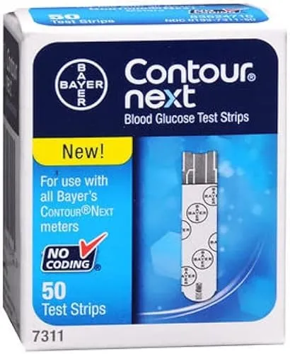 Contour Next Test Strips Pack of 50 by Contour-Next - Blutzuckermessgeräte, zuverlässige Teststreifen für präzise Messungen, ideal für Diabetiker zur einfachen Blutzuckerkontrolle.