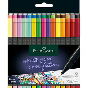 FABER-CASTELL Grip Fineliner 0,4 mm - Ergonomischer Fineliner in 30 Farben für präzise Zeichnungen und schnelles Trocknen, ideal für kreative Köpfe