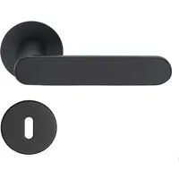MeinTürgriff Drückergarnitur Georgetown Flachrosette schwarz matt - Hochwertige Edelstahl-Türgriff-Garnitur in schwarz matt, ideal für Innentüren. Mit magnetischer Unterkonstruktion für einfache Montage und verdeckte Befestigung.