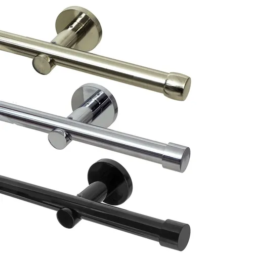 Gardineum Gardinenstange Ø 20 mm, 1-läufig, Metall, ab 2 m mittig geteilt, Schwarz-Glanz